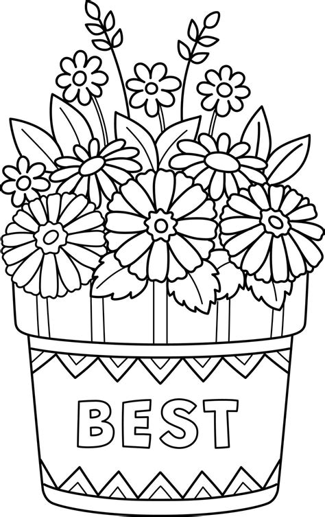 Flower Pot Isolated Coloring Page for Kids 21964658 Vector Art at Vecteezy