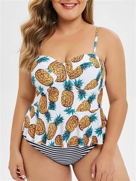 Plus Size Pineapple Print Tankini Set