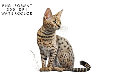 Watercolor Savannah Cat Clipart Graphic By WatercolorByKr Creative