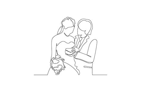 Premium Vector Continuous Line Drawing Of A Romantic Pose Of Wedding