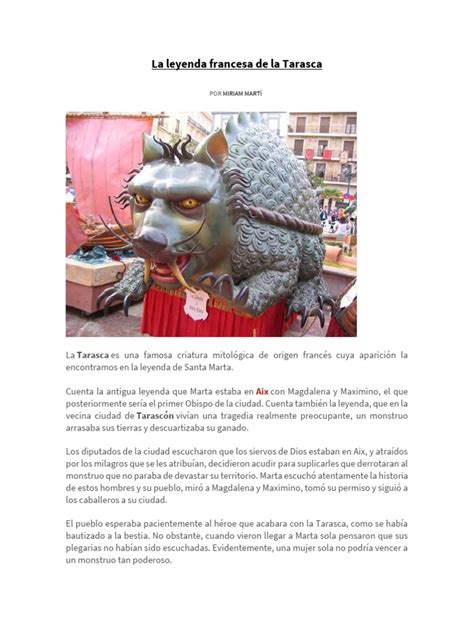 La Leyenda Francesa de La Tarasca Por Miriam Martí | PDF