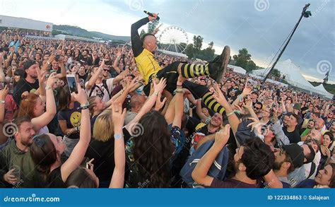 Rock Legend Doing a Crowd Surfing Editorial Stock Photo - Image of