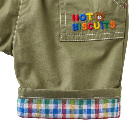 HOT BISCUITS ミキハウス ダンガリー ハーフパンツ アウトレット ブルー 赤 カーキ 80cm 90cm 100cm 110cm 120cm ホットビスケッツ ミキハウスホット