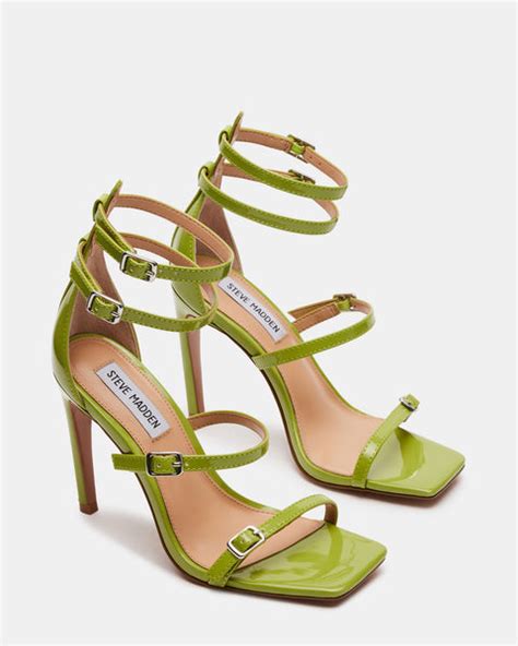 Senna Green Patent Strappy Stiletto Heel Womens Heels Steve Madden