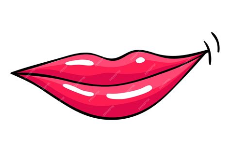 Premium Vector Red Lips Female Woman Expressed Emotion Beauty Concept