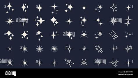 Star silhouette icon set, Shining star rays, Star cluster simple vector ...