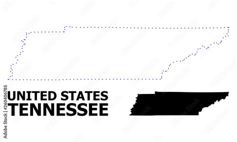 Vector Contour Dotted Map of Tennessee State with Caption Stock Vector ...