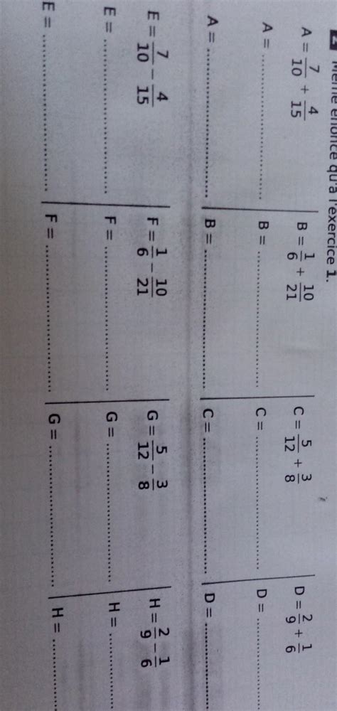 additionner des fractions puis simplifier Bonjour Je n arrive pas à