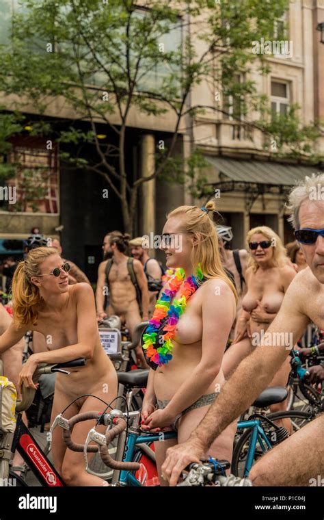 A View Of Cyclists During The London Naked Bike Ride In London On June Stock Photo Alamy