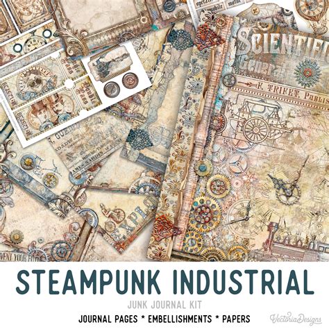 Steampunk Industrial Junk Journal Kit Steampunk Embellishments