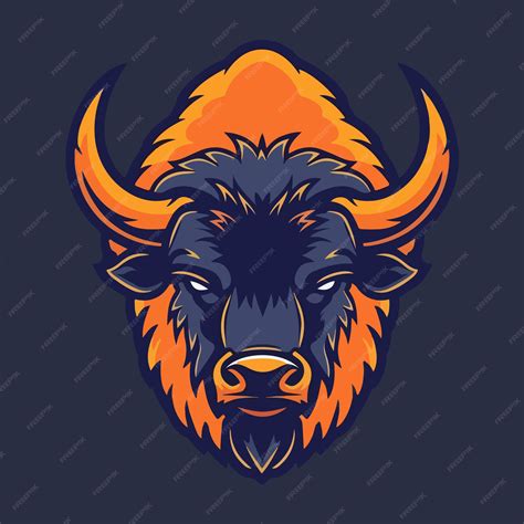Векторная иллюстрация талисмана с головой сердитого быка с ...