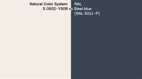 Natural Color System S 0502 Y50r Vs Ral Steel Blue Ral 5011 P Side By