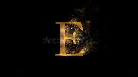 Golden Letter E With Particles Alphabet Abc Alpha Channel Stock