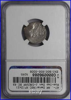 ROMAN IMPERATORIAL AR Denarius Julius Caesar Elephant 49 BC NGC XF 2 2