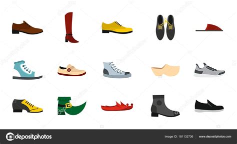 Shoes Icon Set Flat Style Stock Vector Ylivdesign