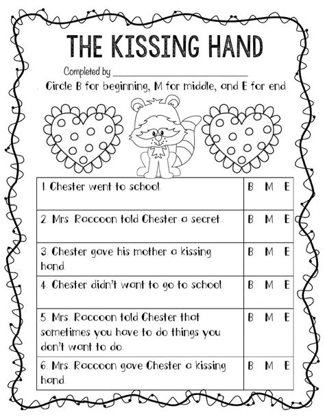 The Kissing Hand Activity LoveToTeach Org Worksheets Library