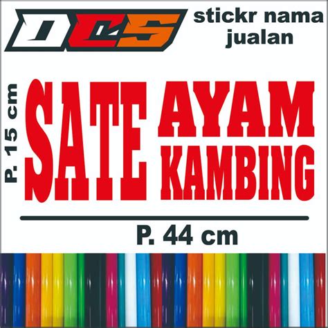 jual sticker tulisan sate ayam kambing sticker tempelan  nama