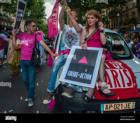 Paris France Act Up Demonstrators Aids Activists Parading In Gay Pride Lgbt Pride Protest