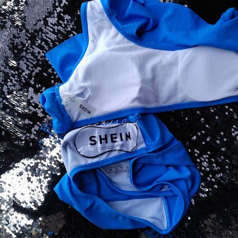 COD Lalamove Bnew SHEIN Swimsuit Blue Bikini One Shoulder Bikini Top Ruffle Bikini Ruffles