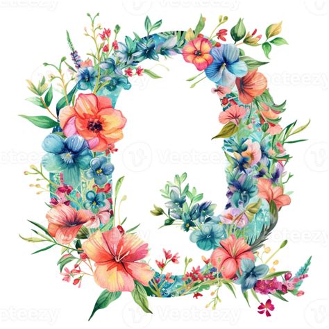 Ai Generated Floral Letter Botanical Letter Watercolor Flower