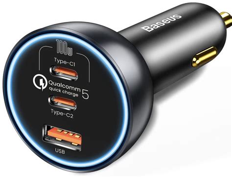 Baseus 160W Kfz Ladegerät mit 2x USB-C & 1x USB Port mit QC 5.0 & PD 3. ...