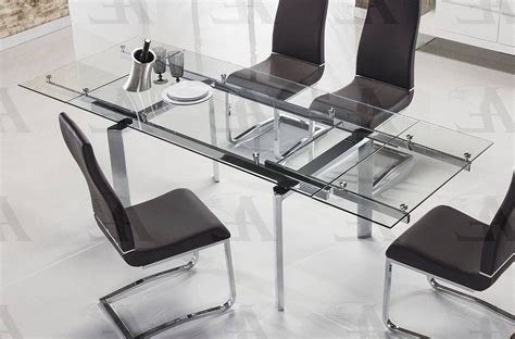 30 Collection of Modern Glass Top Extension Dining Tables in Stainless