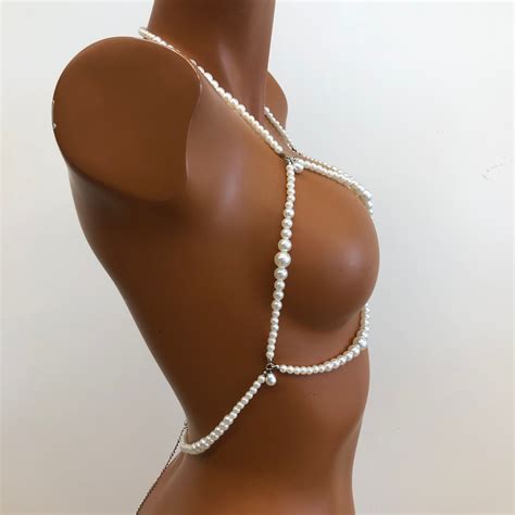 Pearl Body Chain Beach Bikini Chain Bra Nightclub Body Chain Etsy