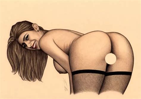 NUDE ART PENCIL Drawing Original Nude Drawing Woman Pin Up Naked