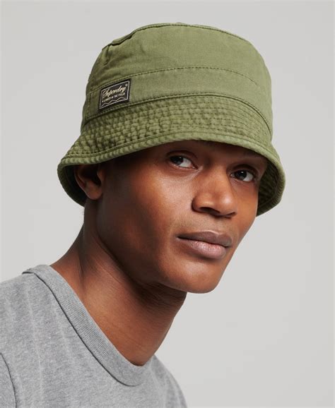 Mens Vintage Bucket Hat In Olive Khaki Superdry Uk