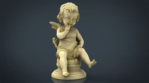 Cupid Lying In A Crescent Moon V1 Free 3D Model Obj Stl Free3D