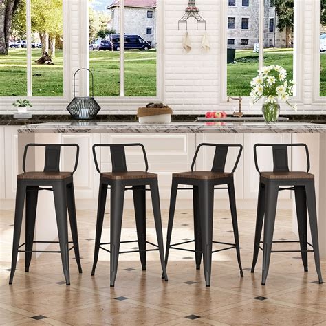 Andeworld Metal Bar Stools Set Of 4 Kitchen Counter Stools Bristro