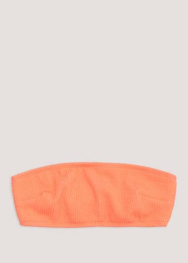 Coral Crinkle Bandeau Bikini Top Matalan
