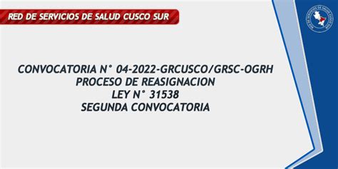 PROCESO 04 PROCESO DE REASIGNACION LEY 31538 Red De Servicios De