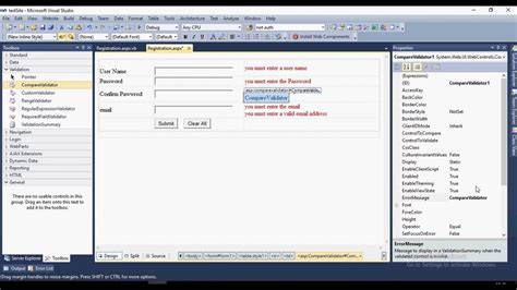 Asp Net How To Use Validation Controls In A Simple Registration Page
