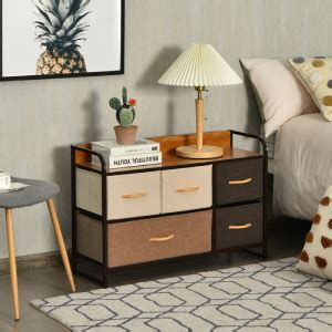 Casart Chest Of Drawers Wooden Top Fabric Storage Dressers Iron Frame