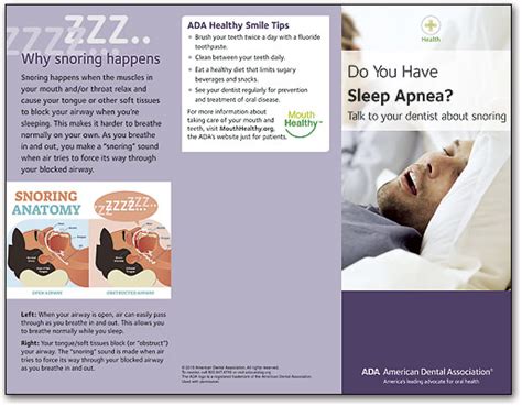 Ada Brochure Do You Have Sleep Apnea Talk To Your Dentist About Snoring Smartpractice Dental