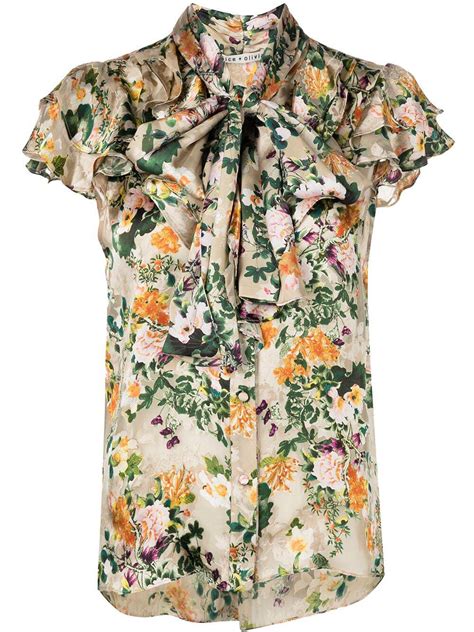 Buy Alice Olivia Jeannie Pussy Bow Coar Bouse Neutrals At Off Editorialist