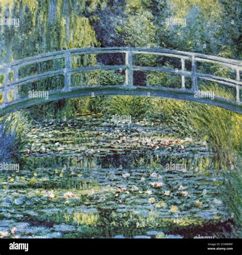Painting titled 'Water Lilies and Japanese Bridge' by Claude Monet ...
