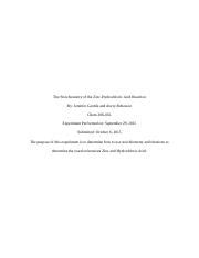 The Stoichiometry Of The Z HCl Reaction Docx The Stoichiometry Of The