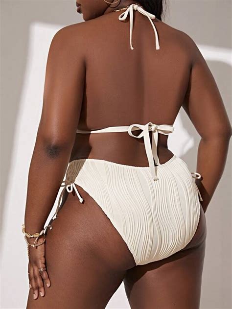 Plus Halter Triangle Tie Side Bikini Swimsuit Shein Usa