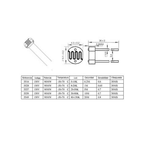FOTORESISTOR LDR GL5516 FOTOCELDA
