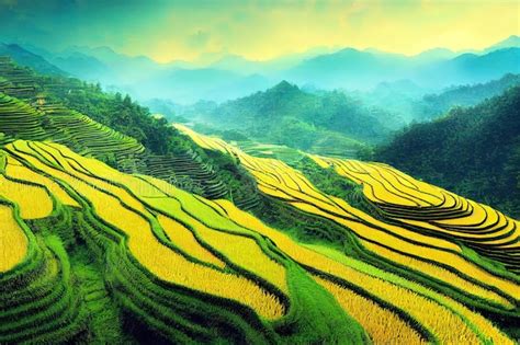 Premium Photo | Fantasy concept showing a longji rice terrace china ...