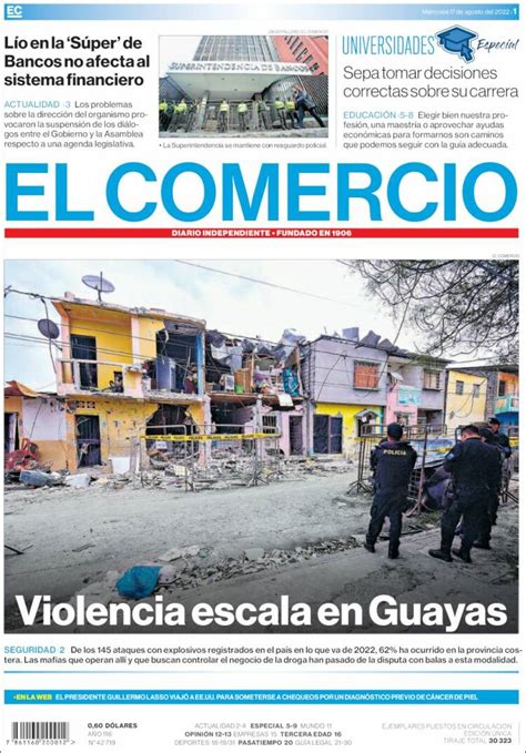 Periódico El Comercio Ecuador Periódicos De Ecuador Edición De Miércoles 17 De Agosto De