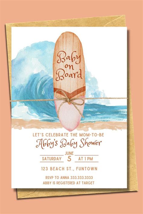 Baby On Board I Surf Theme I Ocean I Surfboard I Baby Shower I Gender