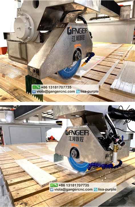 4 Axis Cnc Bridge Saw Cutter Machine Granite 45 Miter Cutting For