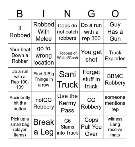 Sani Drinking Bingo Card