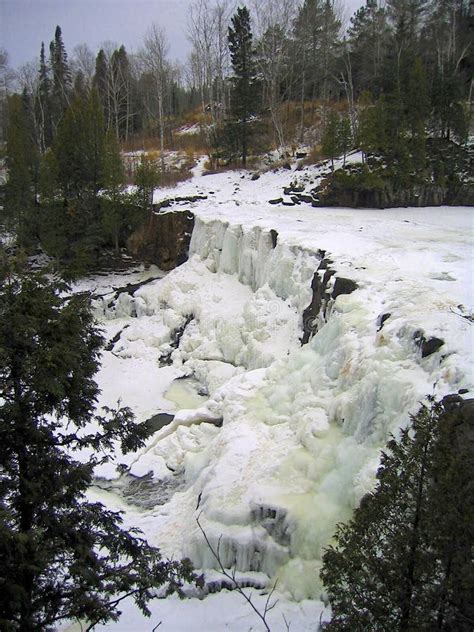 Gooseberry Falls State Park, Lower Falls from Eastern Side in Winter ...