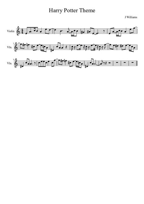 harry potter violin sheet