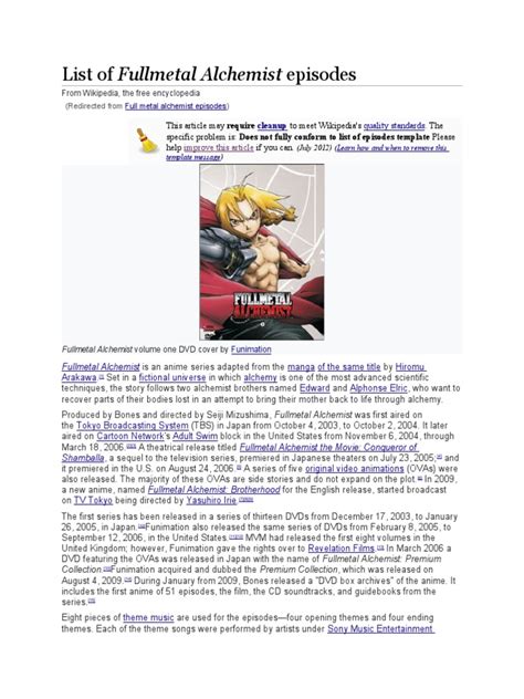 List of Episodes of Fullmetal Alchemist & Fullmetal Alchemist ...