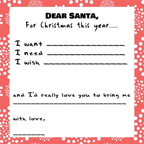 Santa Christmas Wish List - 10 Free PDF Printables | Printablee
